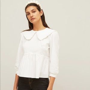 Nobody’s Child - White Poplin Darling Frill Collar Smock Top.